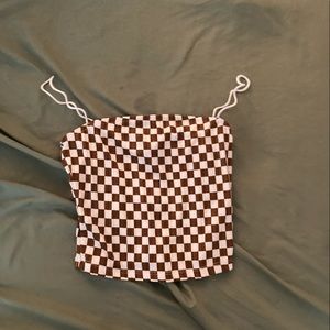 Checkered crop top tank